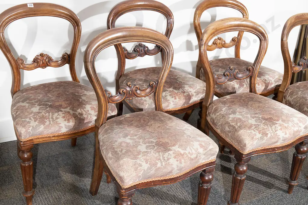Set of Six Victorian Mahogany Balloon Back Dining Chairs Image 1++