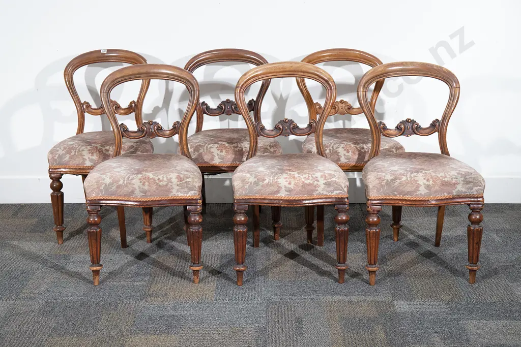 Set of Six Victorian Mahogany Balloon Back Dining Chairs Image 1++