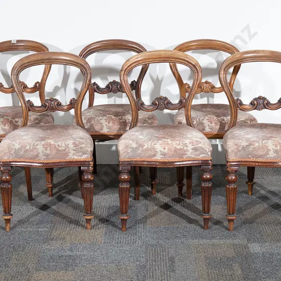 Set of Six Victorian Mahogany Balloon Back Dining Chairs