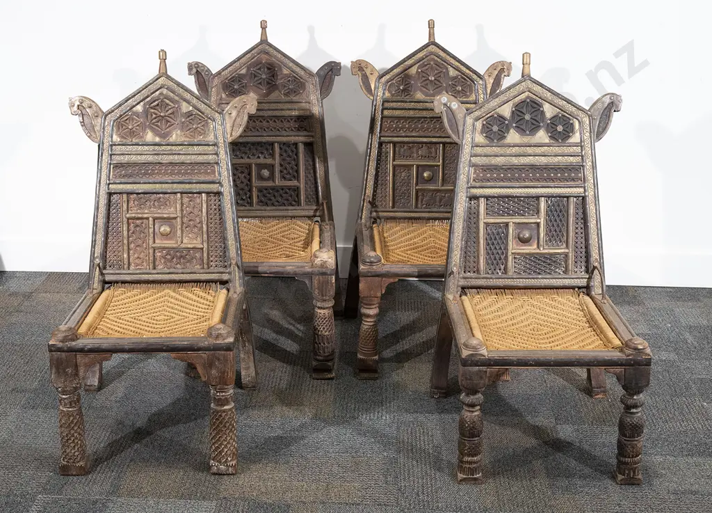 Set of Four 19th Century Moroccan Low Chairs Image 1++