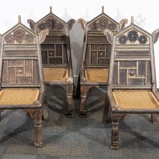 Set of Four 19th Century Moroccan Low Chairs