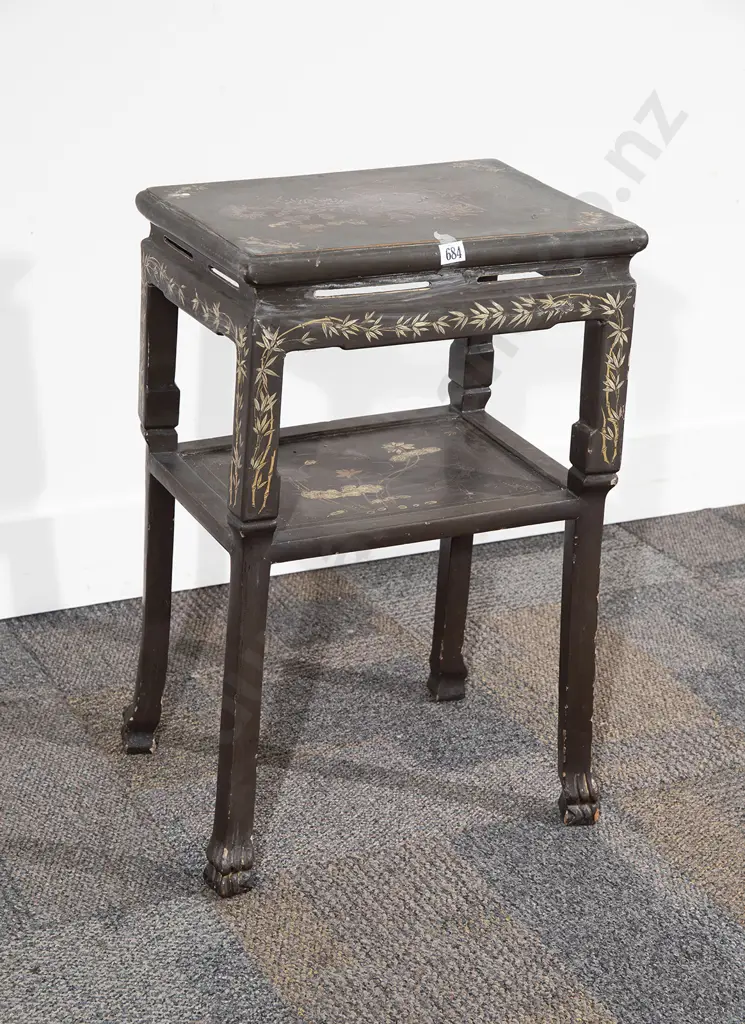 Japanese Lacquered and Painted Side Table Image 1++