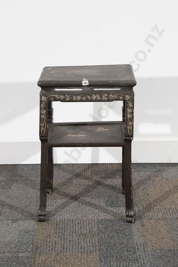 Japanese Lacquered and Painted Side Table Image 1++