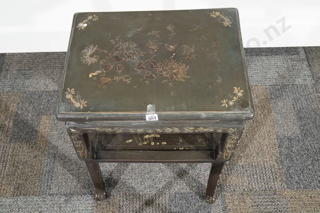 Japanese Lacquered and Painted Side Table Image 1++