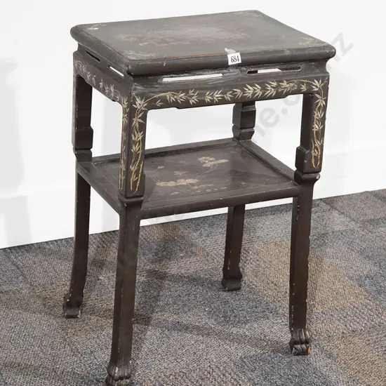 Japanese Lacquered and Painted Side Table