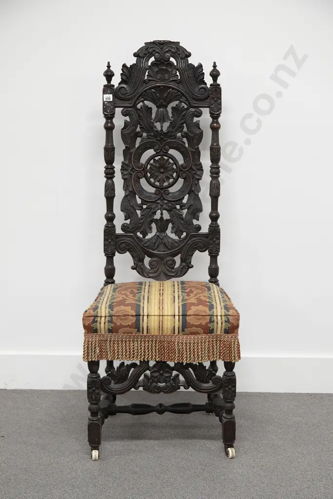 Victorian Stained Beech Hall Chair in the Manner of Daniel Marot Image 1++