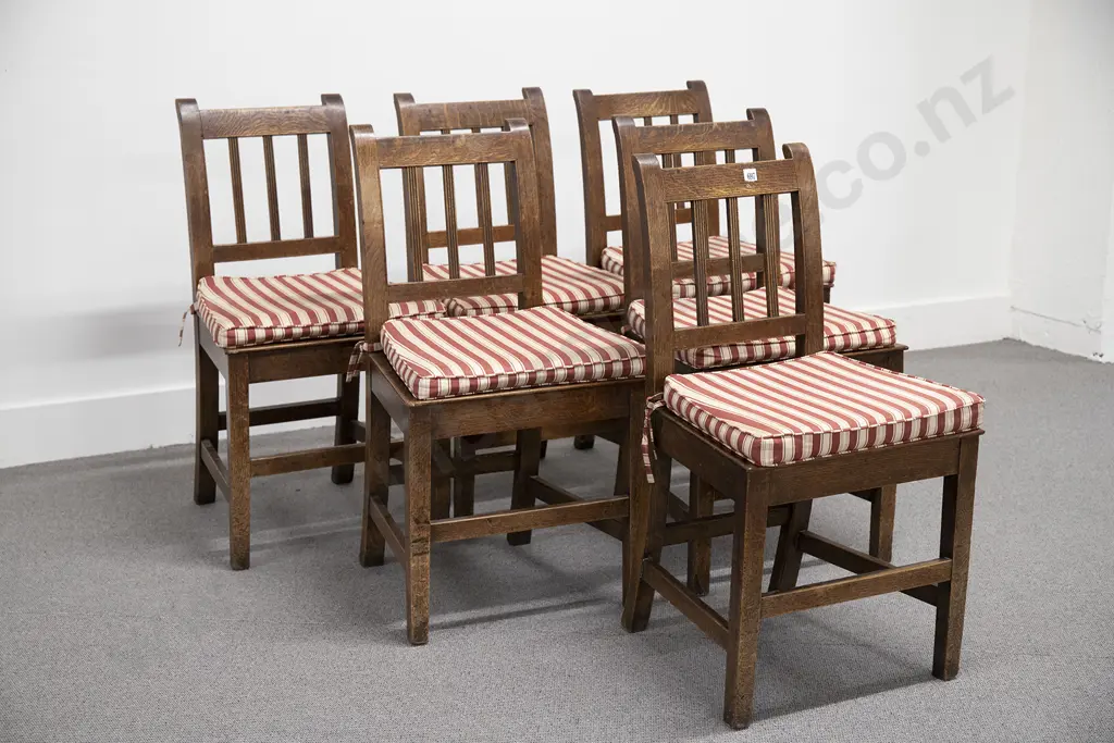 Set Of  Six 19th Century Oak Sheraton Style Country Dining Chairs Image 1++