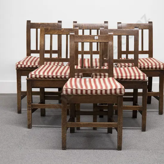 Set Of  Six 19th Century Oak Sheraton Style Country Dining Chairs