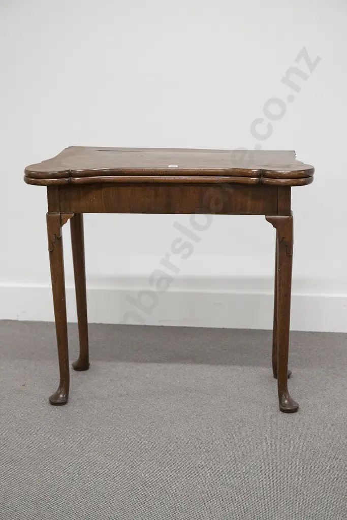Late Geo II-Early Geo III Mahogany Foldover Card Table Image 1++