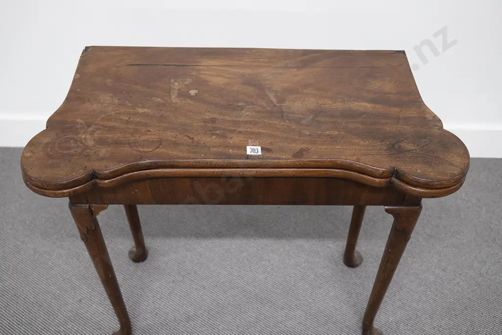Late Geo II-Early Geo III Mahogany Foldover Card Table Image 1++