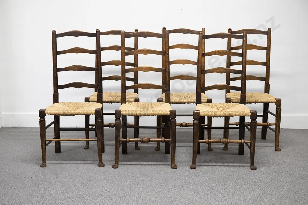 Set Of 6 Vict Ladder Back Dining Chairs Image 1++