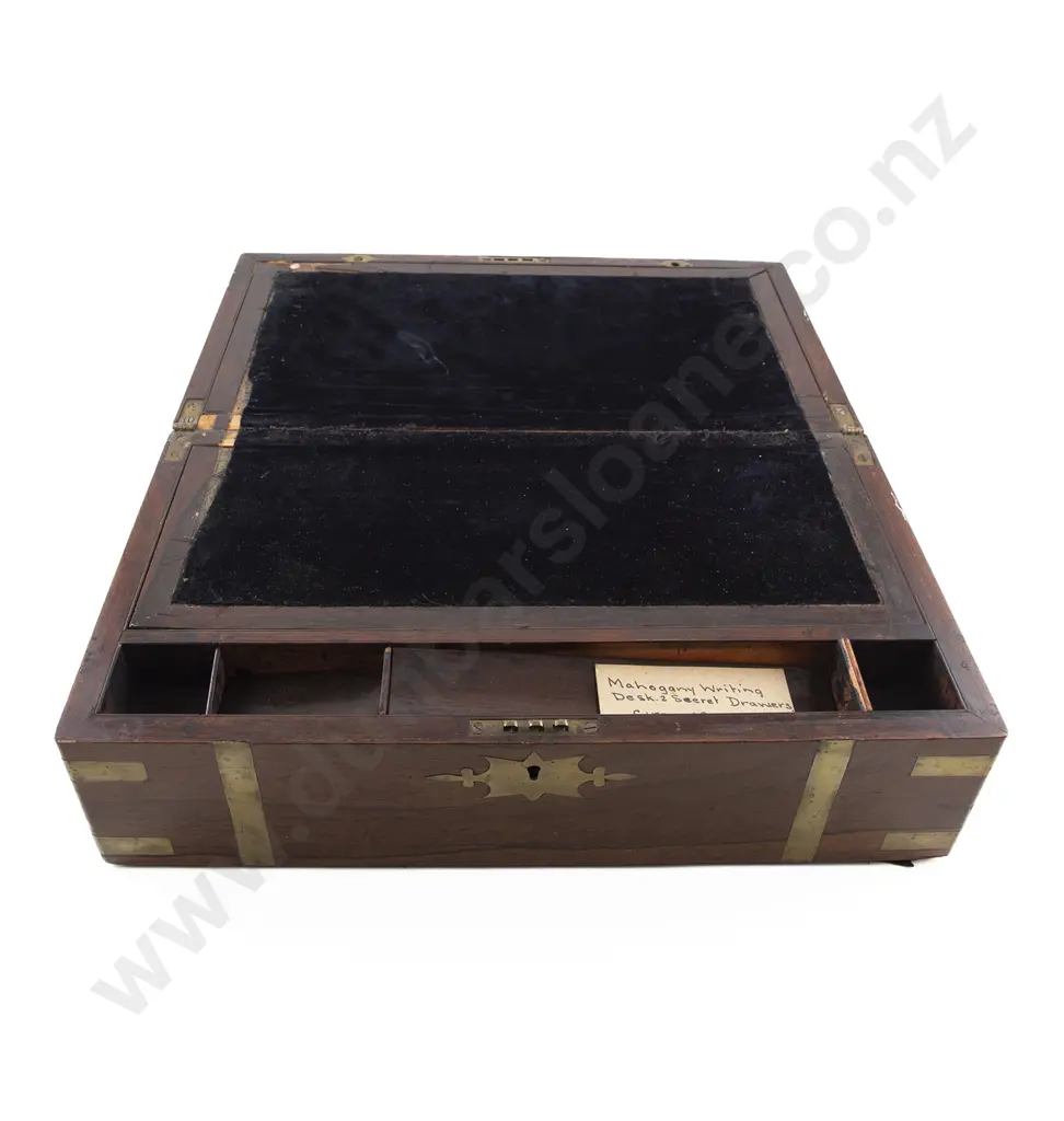 Early Vict Rosewood & Brass Bound Portable Writing Box Image 1++