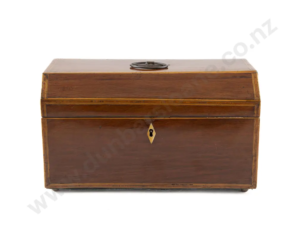 Regency Mahogany & Inlaid Tea Caddy Image 1++