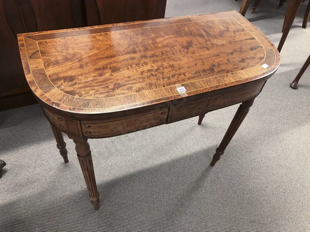 Regency Mahogany & Inlaid Foldover Card Table Image 1++