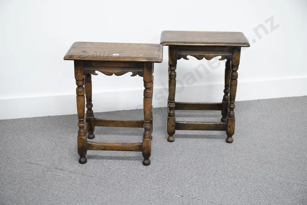 Pair Of C17th Style Oak Joint Stools Image 1++