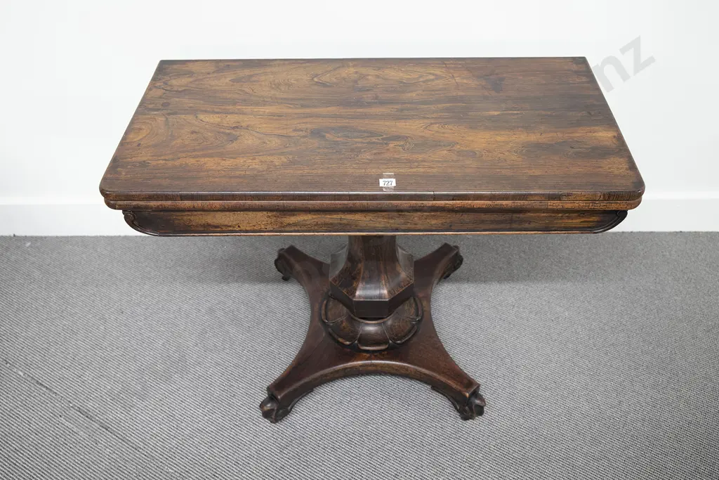 Fine Quality Wm IV Rosewood Foldover Tea Table Image 1++