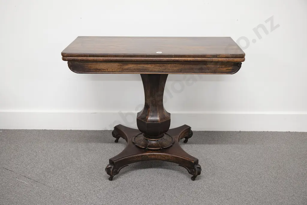 Fine Quality Wm IV Rosewood Foldover Tea Table Image 1++