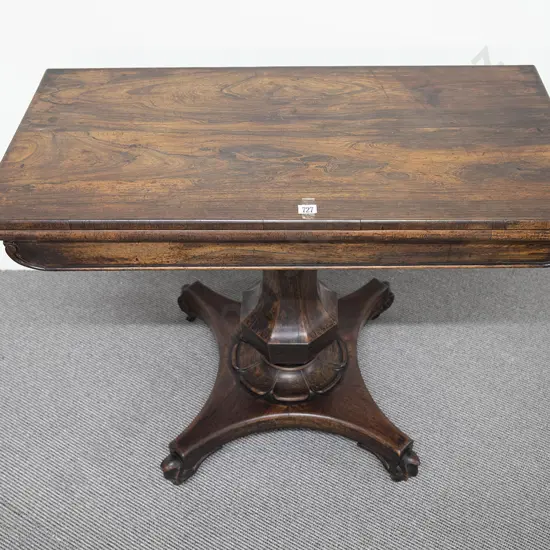 Fine Quality Wm IV Rosewood Foldover Tea Table