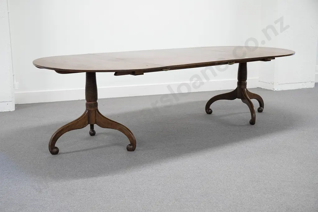 Regency Mahogany D End Twin Pillar Extension Dining Table Image 1++