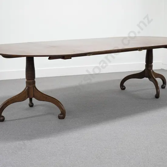 Regency Mahogany D End Twin Pillar Extension Dining Table