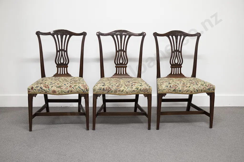 Set Of Three Geo III Mahogany Dining Chairs Image 1++