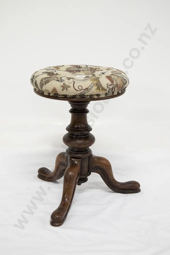 Vict Rosewood & Mahogany Circular Revolving Piano Stool Image 1++