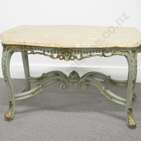 Green Painted & Gilded Marble Top Occasional Table