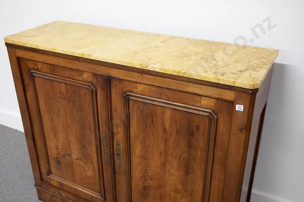 Early C19th French Fruitwood Marble Top Side Cabinet Image 1++