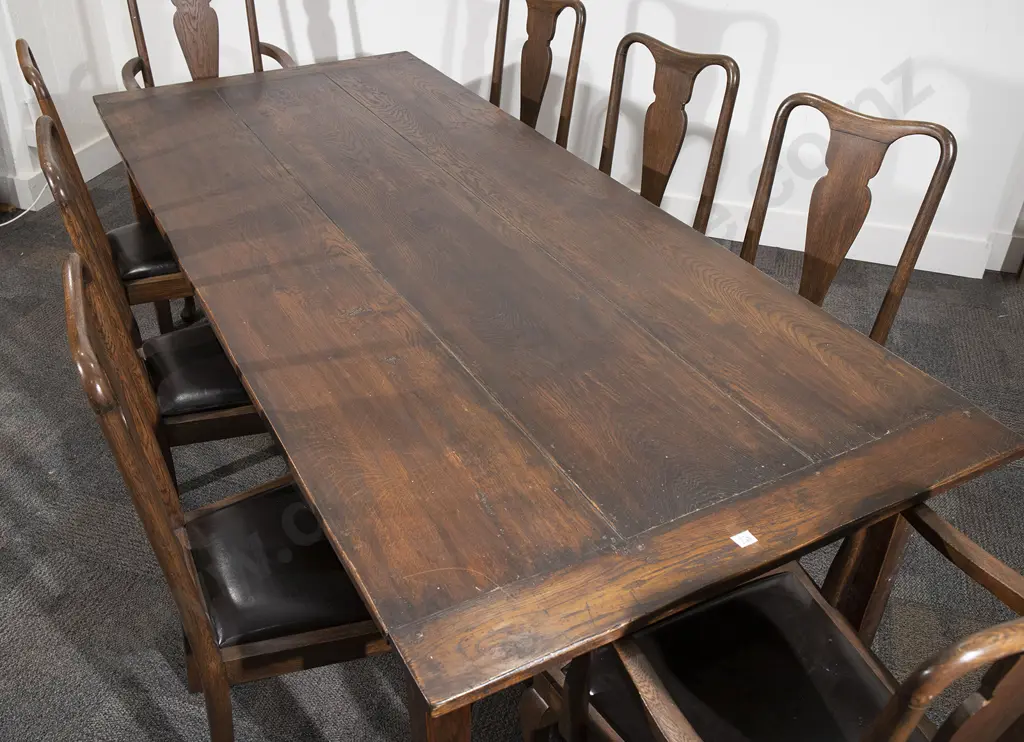 French Style Oak Farmhouse Table & 8 Chairs Image 1++