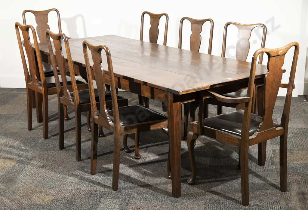 French Style Oak Farmhouse Table & 8 Chairs Image 1++