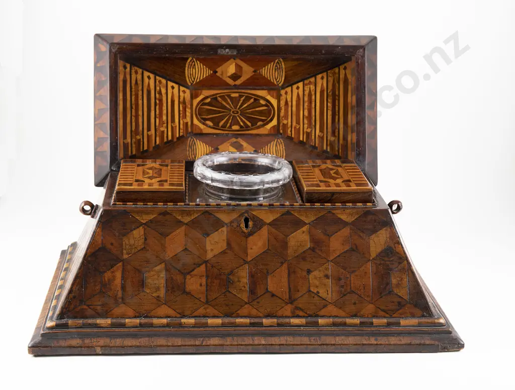 A Superb & Rare Vict Walnut & Parquetry Sideboard Tea Caddy Image 1++