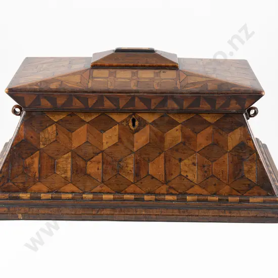 A Superb & Rare Vict Walnut & Parquetry Sideboard Tea Caddy