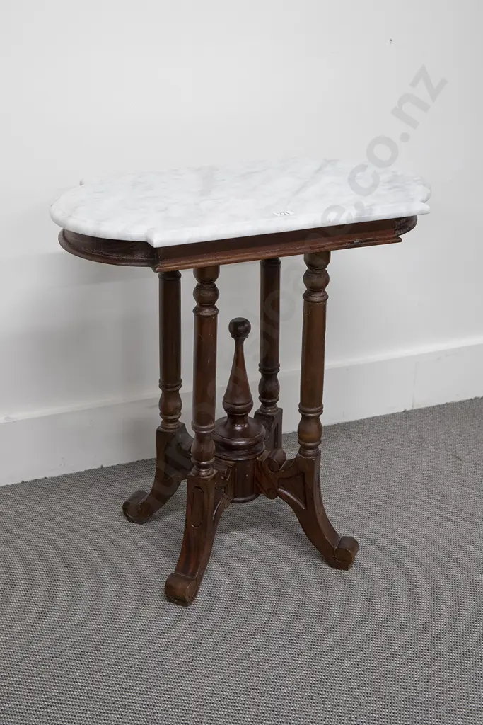 small Vict Mahogany Marble Top Occasional Image 1++