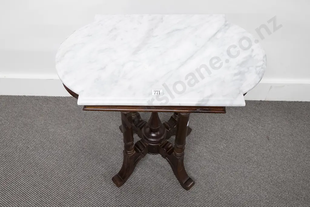 small Vict Mahogany Marble Top Occasional Image 1++