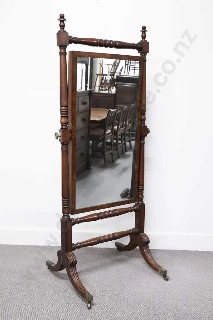 Regency Mahogany Cheval Mirror Image 1++