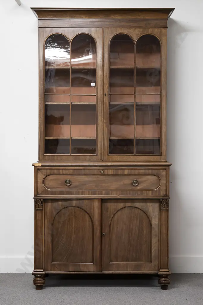 Wm IV Mahogany Secretaire Cabinet Bookcase Image 1++