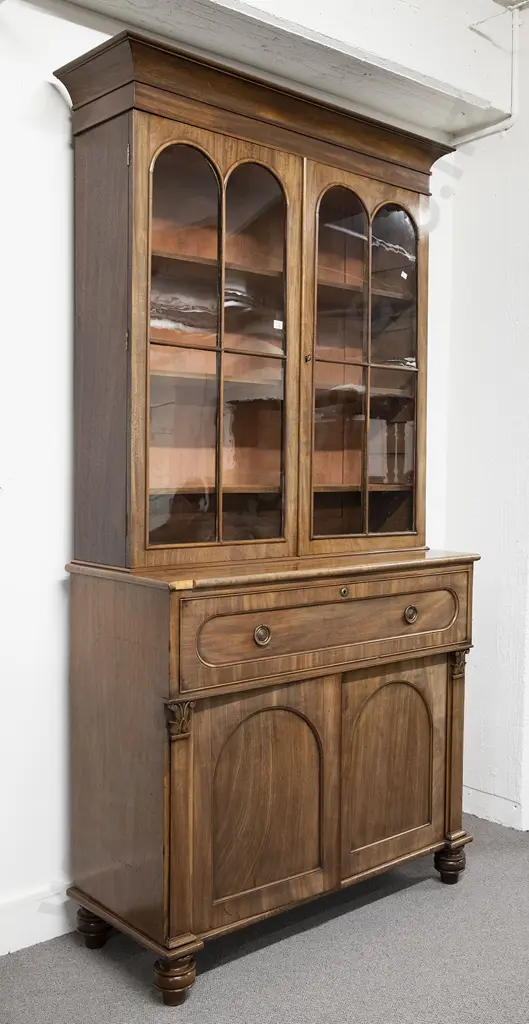 Wm IV Mahogany Secretaire Cabinet Bookcase Image 1++