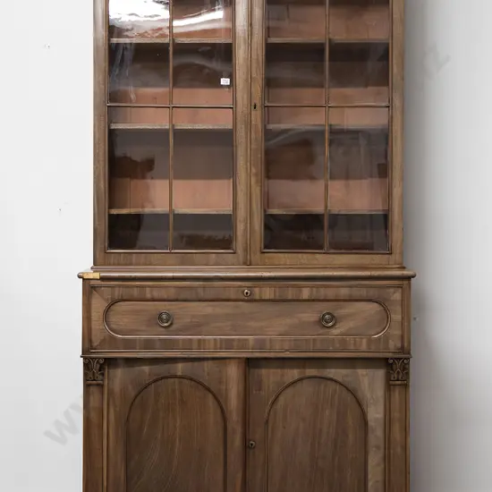 Wm IV Mahogany Secretaire Cabinet Bookcase