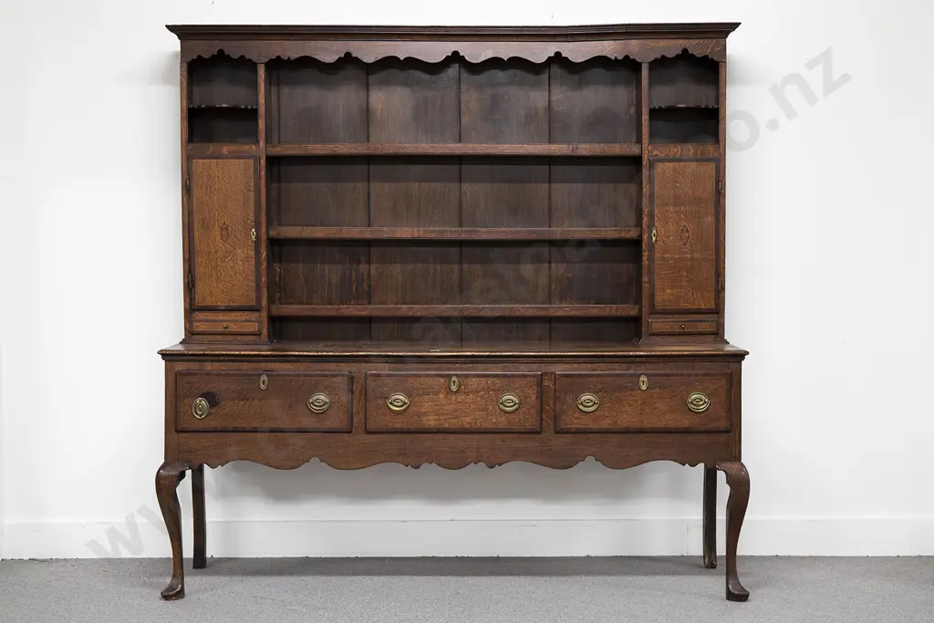 Geo III Oak & Mahogany Crossbanded Welsh Dresser Image 1++