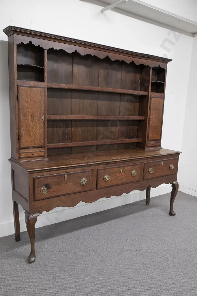 Geo III Oak & Mahogany Crossbanded Welsh Dresser Image 1++