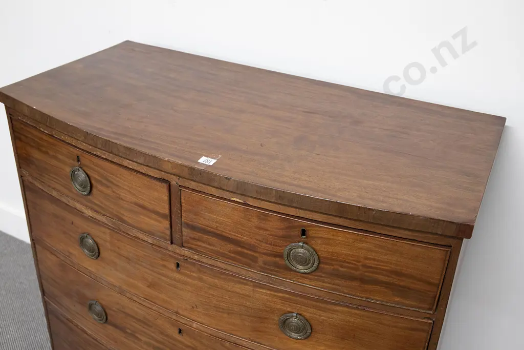 Regency Mahogany Bow Front Chest Of Drawers Image 1++