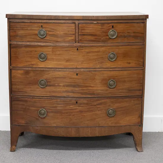 Regency Mahogany Bow Front Chest Of Drawers