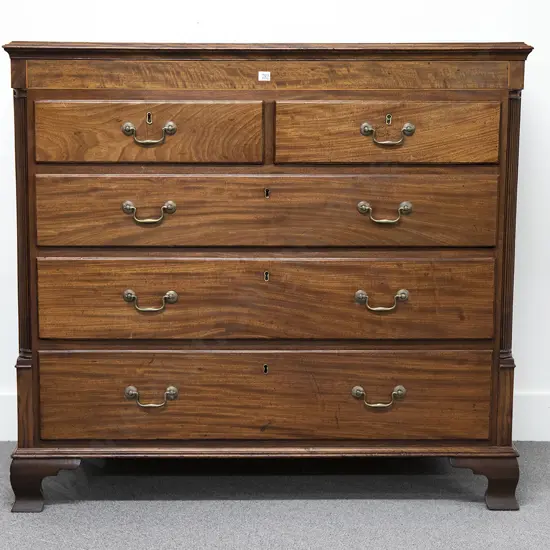 Geo III Mahogany Flat Front Chest Of Drawers