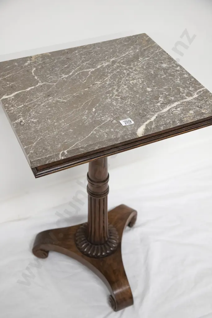 An Elegant C19th Marble Top Rosewood Occasional Table Image 1++