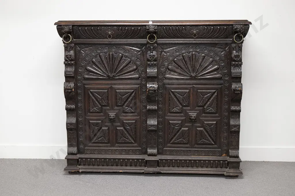 Late C19th Oak Baroque Style Court Cupboard Image 1++