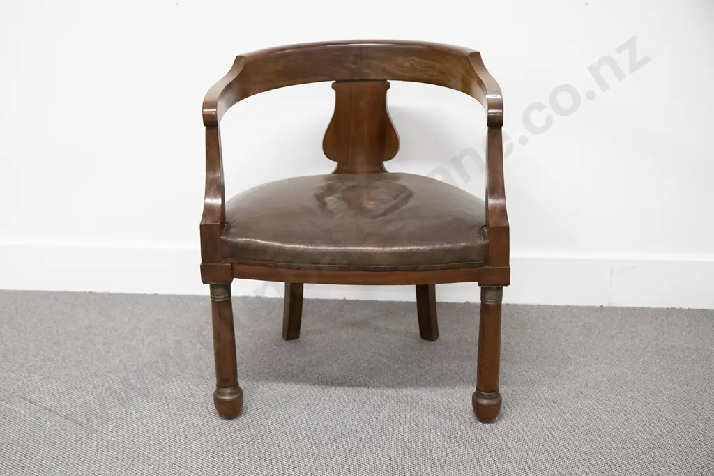C19th Biedermeier Style Mahogany Open Elbow Chair Image 1++