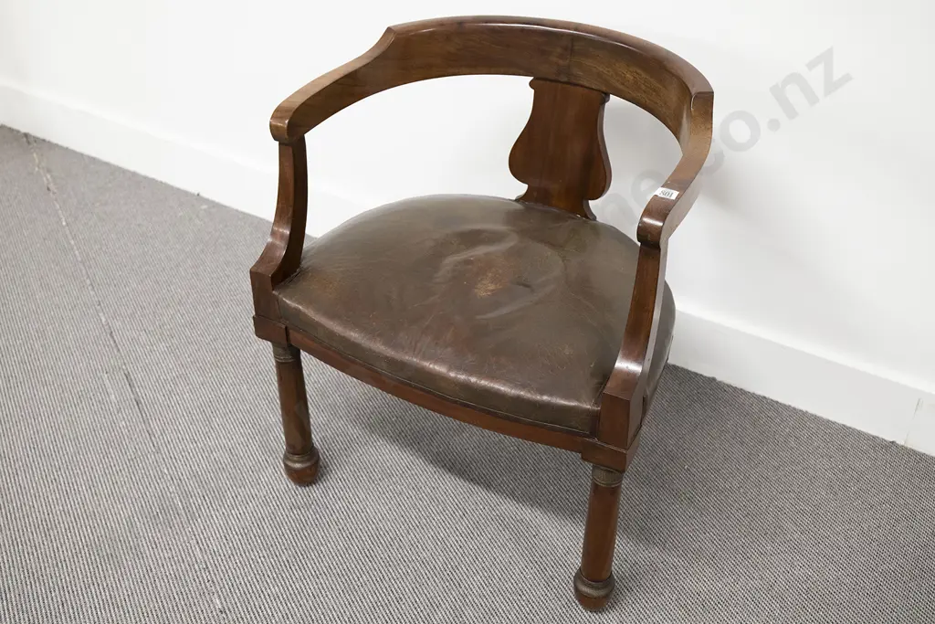 C19th Biedermeier Style Mahogany Open Elbow Chair Image 1++