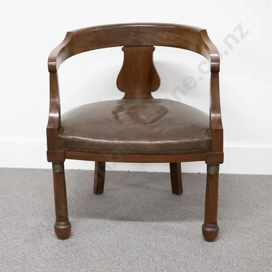 C19th Biedermeier Style Mahogany Open Elbow Chair