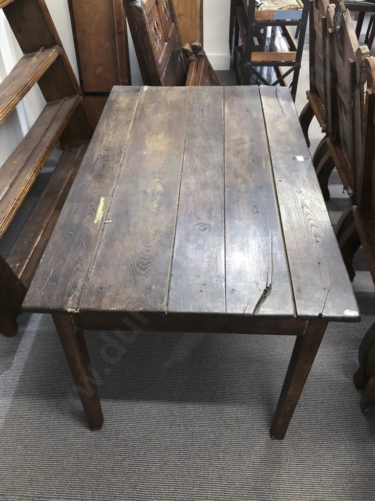 C19th French Oak Farmhouse Kitchen Table Image 1++