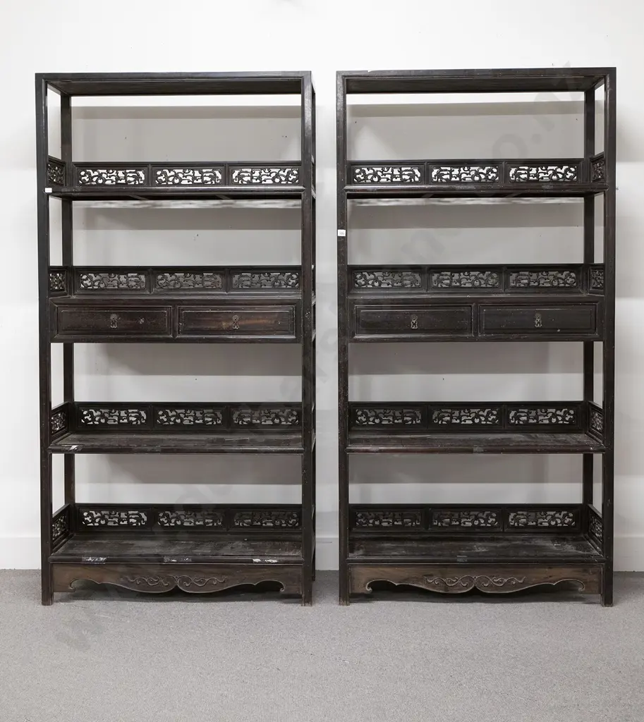 Pair Of Chinese Rosewood Display Cabinets Image 1++